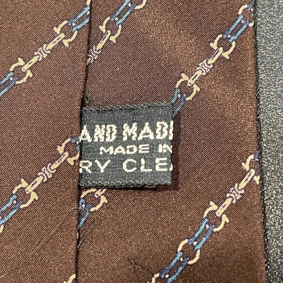 Celine Necktie 100% Silk Brown/Blue (72868) - Picture 4 of 5